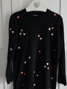 La Madonna Black Multicolour Embroidered Hearts Sweater L PTP20